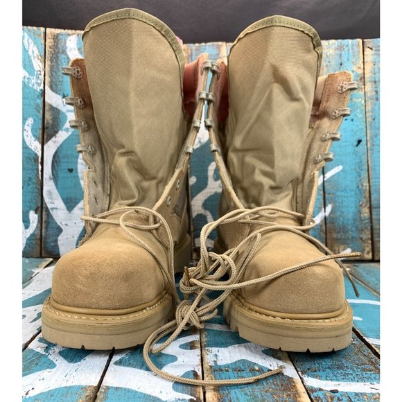 NEW UFCW Mondo PT 8430 Steeltoe Tan Suede/Vibram Combat Boots Military Sz 5.50 R main image 4